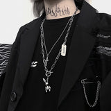 Christmas Gift 2021 New Fashion Stainless Steel Multilayer Hip Hop Long Chain Necklace For Women Men Jewelry Punk Rabbit Cross Pendant Necklace