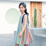 Murioki 2022 Summer New Big Girls Sleeveless Rainbow Dress Holiday Kids Clothes Fashion Children Vest Dresses Boho Kids Clothes Age 4-14