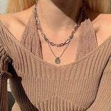 Christmas Gift Trendy Butterfly Necklace Female Personality Clavicle Chain Necklace for Girl Heart Double-layer Pendant Necklaces