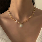 Christmas Gift Minilist Goth Cuban Chains Necklace for Women 2021 Simple Crystal Lock Pedant Men Necklace Jewelry Gifts Neck Chains Choker