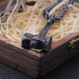 Christmas Gift Iron Color Viking hammer Pendant Necklace with Stainless Steel Chain As Men Gift