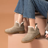 BeauToday Snow Boots Suede Leather Women Platform Round Toe Warm Wool Female Winter Ankle Boots Handmade 03280
