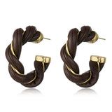 Christmas Gift  Fashion Leather Twisted Round Hoop Earrings Female Korean PUGeometric Circle Wedding Earrings Charm Jewelry Gift