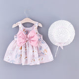 Murioki New Fashion Baby Girl Dresses Princess clothing Cute 2pcs set Party Cotton Flower Children Bow Hat Sleeveless Sweet 1-3Y