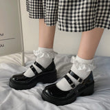 Murioki Lolita High Platform Small Leather Shoes Spring Autumn Mary Janes Pumps Platform Wedges Sweet Gothic Punk Shoes Cosplay Shoes