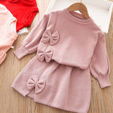 Christmas Gift Knitted Children Clothing Sets Kids Clothes Girls Christmas Sweater Skirt Suits Children Outwear Autumn Winter Baby Girl Outfit