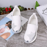 Murioki 2022 Comfort Creepers Bling Loafers Silver Platform Shoes Woman Slip On Swing Women Flats Shoes Zapatos De Mujer