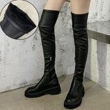 Brand Design Skidproof Sole Cosy Chunky Heels Fashion Stylish Leisure Cool Add Fur Winter Over The Knee High Boots Shoes Women