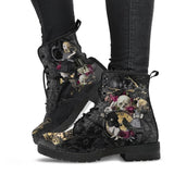 Martin Boots Women's Autumn and Winter 2021 Fashion Women's Tooling Boots Skull and Flower Print High-top Boots Ladies