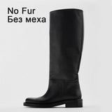 RIZABINA Size 34-43 Women Knee Boots Real Leather Platform Winter Shoes For Woman 2022 Warm Fur Long Boots Office Lady Footwear