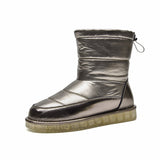 BeauToday Wool Snow Boots Women Round Toe Back Strap Winter Warm Ladies Fur Shoes Slip-On Handmade 08023