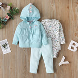 Murioki 3 Pcs/Set Infant Baby Clothes 2020 Fall Winter Cotton Baby Coat+Pants+Bodysuit Long sleeves Newborn Bebe Girls Clothing Outfits