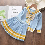 Bear Leader Girls Winter Clothes Set Long Sleeve Sweater Shirt Skirt 2 Pcs Clothing Suit Bow Baby Outfits for Kids Girls Clothes