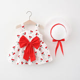 2022 New Fashion Baby Girl Dresses Princess clothing Cute 2pcs set Party Cotton Flower Children Bow Hat Sleeveless Sweet 1-3Y