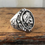 Christmas Gift  Hobo Nickel Brave Skull Rings Mens Mexican Indian Biker Style Coin Stainless Steel Ring Gift for Him
