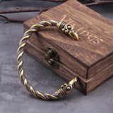 Christmas Gift Stainless Steel Nordic Viking Norse Raven Bracelet adjustable Men Wristband Cuff Bracelets with Viking Wooden Box