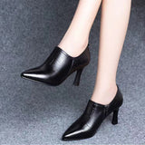 MURIOKI Fall 2022 High-heeled woman stiletto heel Medium heel ankle boots pointy high heel deep mouth single shoe woman