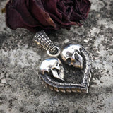 Double Skull Heart Men Necklace Pendant Fashion Unisex Jewelry Gothic Couple Pendants Gift