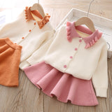 Murioki Christmas Gift New Mohair Kids Clothes Girls Clothing Sets Autumn Winter Sweater Skirt Suit Baby Girl Clothes Outfit Children Outwear 2PCS
