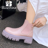 RIZABINA 2022 Ankle Boots Women Fashion Platform Winter High Heel Shoes For Woman Ins Short Boot Lady Office Footwear Size 35-40
