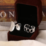 Christmas Gift  Fashion Silver Color Width Rings Statement Women's Punk Hollow Geometric Metal Wide Rings 2021 Trend Jewelry Gifts