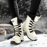 Murioki New Winter Women Boots High Quality Keep Warm Mid-Calf Snow Boots Women Lace-Up Comfortable Ladies Boots Chaussures Femme