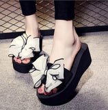 MURIOKI Women Bow Summer Sandals Slipper Indoor Outdoor Beach Shoes summer women's shoes flip flops on the platform
