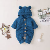 Murioki 2022 New Autumn Children Overalls For Baby Hooded Knitted Jumpsuit Newborn Baby Boys Girl Rompers For Baby Winter Infant Clothes