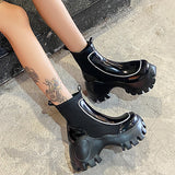 MURIOKI Female Motorcycle Boots For Women Strange Style Goth Street Punk Fashion women's Shoes Platform Wedges Ankle Boots Winter Autumn