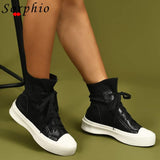 MURIOKI Female Motorcycle Boots Comfy Causal Lace Up Women Sneakers Ankle Boots Fashion Brand Design Women's Shoes Canvas Flats New