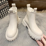 Automne hiver Chelsea bottes femmes 2021 plate-forme marron   bottines pour femmes fourrure court épais Punk gothique chaussures