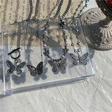 Christmas Gift Goth Harajuku Butterfly Pearl Beads Pendant Chain Choker Necklace For Women Egilr Friends Punk Animal Trendy Grunge Jewelry Gift