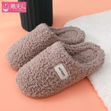 Women Warm Plush Slippers 2021 Winter Home Floor Shoes Lovers Indoor Slipper Solid Color Female Male Soft Fur Slides
