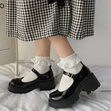 Murioki Lolita High Platform Small Leather Shoes Spring Autumn Mary Janes Pumps Platform Wedges Sweet Gothic Punk Shoes Cosplay Shoes