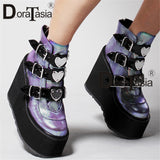 DORATASIA Luxury Brand New Fashion Female Platform Boots Classic Wedges Ankle Boots Women 2020 Metal Buckle Autumn Shoes Woman