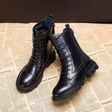 Murioki 2022 Fall And Winter New Ladies Shoes Women Boots Military Women's Roman Riding Cowboy Half Platform Zipper Mid-Calf Boots