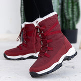 Murioki Winter Women Boots Warm Plush Mid-Calf Women Snow Boots Lace-Up Outdoor Waterproof Hiking Boots Chaussures Femme Plus Size 42