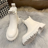 Murioki Automne hiver Chelsea bottes femmes 2021 plate-forme marron   bottines pour femmes fourrure court épais Punk gothique chaussures