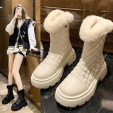 Sexy Women's Winter Boots 2021 New Fashion Fur Plush White Snow Boots For Women Black Beige Platform Ankle Boot Female Designer
