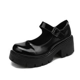 Mary Janes Women's Patent Leather Pumps Ladies Lolita Shoes Woman Waterproof Platform Cosplay High Heels Female Vintage Footwear