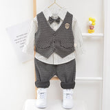 Christmas Gift Infant Clothing Kids Plaid Suit Newborn Clothes Autumn Winter Baby Clothes Set Formal Gentleman 3Pcs Outfit for Baby Boy Clothes