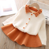 Murioki Christmas Gift New Mohair Kids Clothes Girls Clothing Sets Autumn Winter Sweater Skirt Suit Baby Girl Clothes Outfit Children Outwear 2PCS