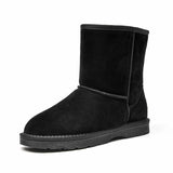 BeauToday Snow Boots Wool Women Cow Suede Leather Natural Fur Slip On Ankle Length Lady Warm Winter Boots Handmade 08025