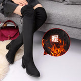 Oymlg2022 Fashion Women Boots Spring Winter Over The Knee Heels Quality Suede Long Comfort Square Botines Mujer Thigh High Boots