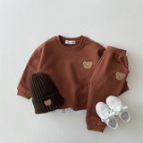 Christmas Gift Autumn Winter New Children Cotton Bear Sweater Pants Sports Suit Baby Boy Casual 2-Piece Newborn Baby Girl Home Service Clothing