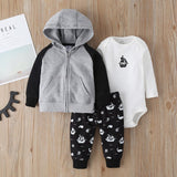 Newborn Baby Boy Girl Clothes Sets 2020 Spring Fall Animals Hooded Coat+Romper+Pants 3PCS SETS Infant Toddler Baby Outfits