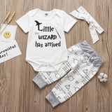 Murioki 3PCS Newborn Infant Baby Clothing Sets 2024 Summer Little Wizard Romper+Cartoon Pants+Hat Baby Outfits