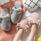 Winter House Cotton Slippers Warm Fur Shoes Comfortable Cute Lovely Cartoon Deer Indoor Bedroom Women Men Lovers Furry Slides