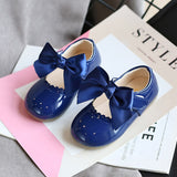 Princess Girls Shoes Toddlers Infants Leather Shoes Children's Flats With Ribbon Bow-knot PU Patent Leather Kids Mary Janes Soft