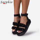Murioki Fashion Ankle Strap Snake Print Chunky Metal Design Sandals For Women Casual Roman Shoes Woman Brand New Popular Sale